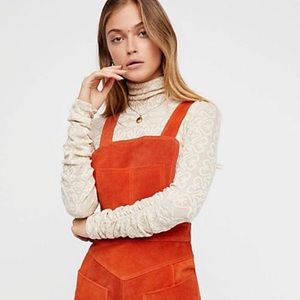Free people suede apron midi dress boho leather